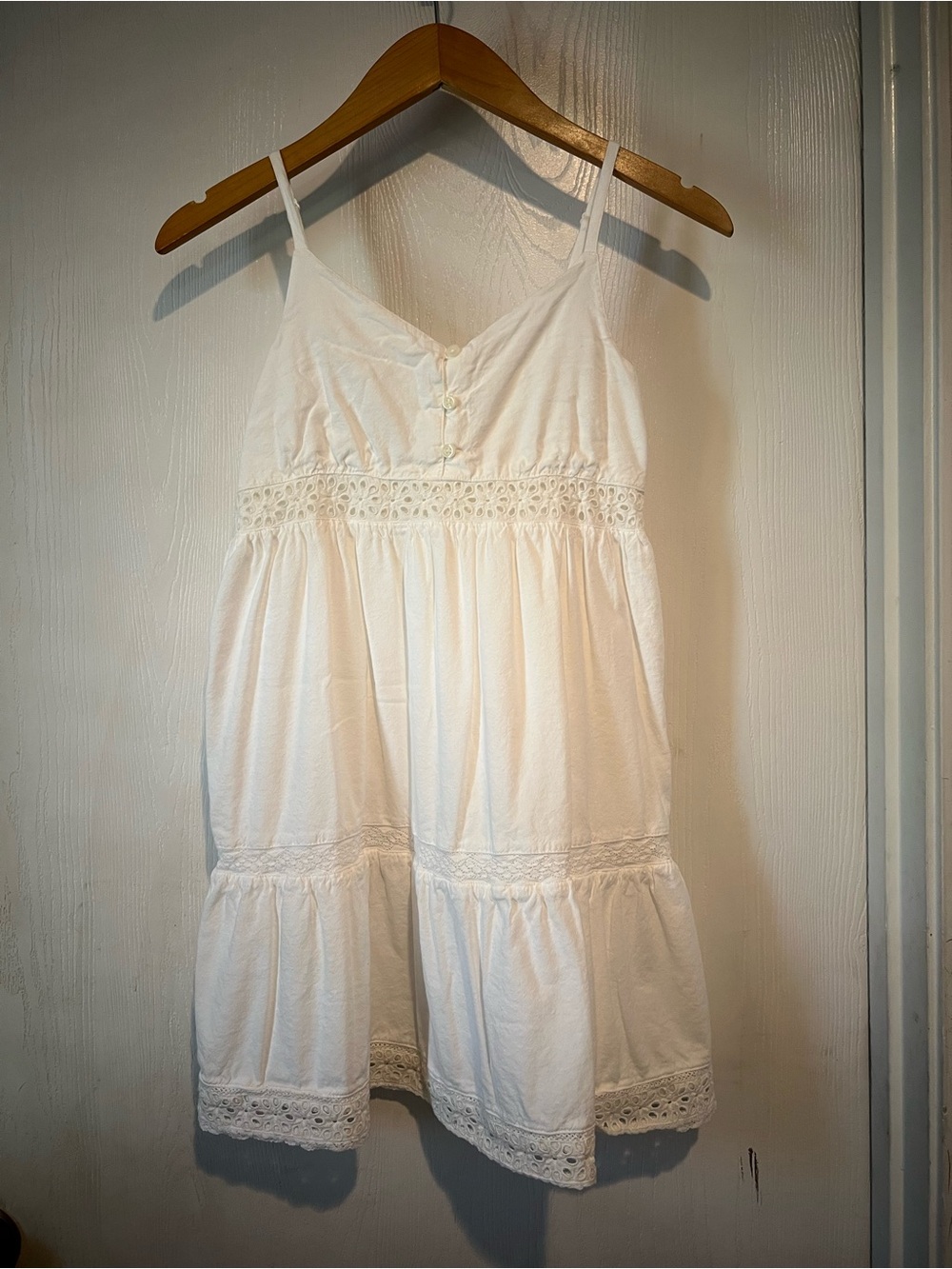 GAP White Eyelet Casual Spaghetti-Strap Dress